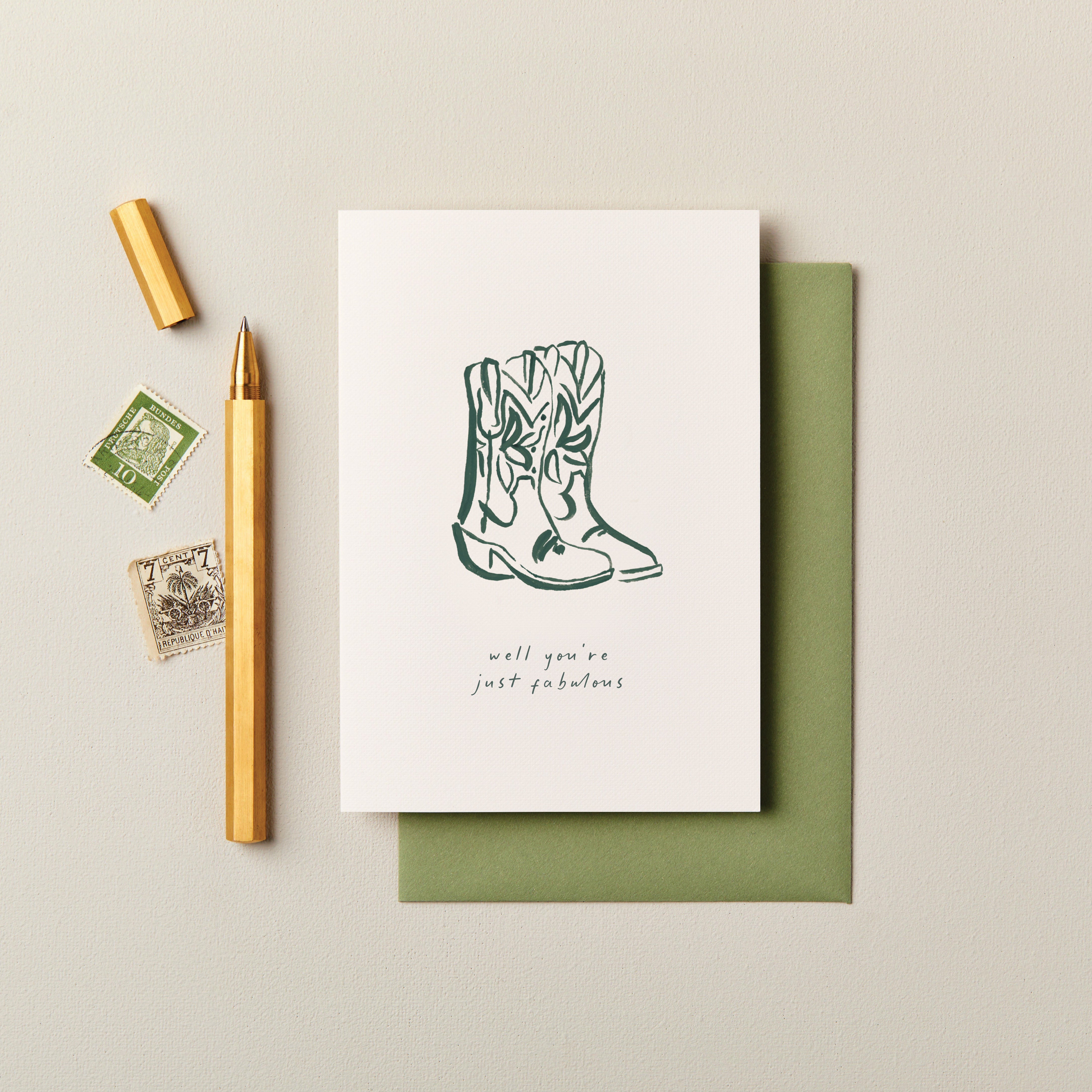 Well You're Just Fabulous Cowboy Boots Birthday Card