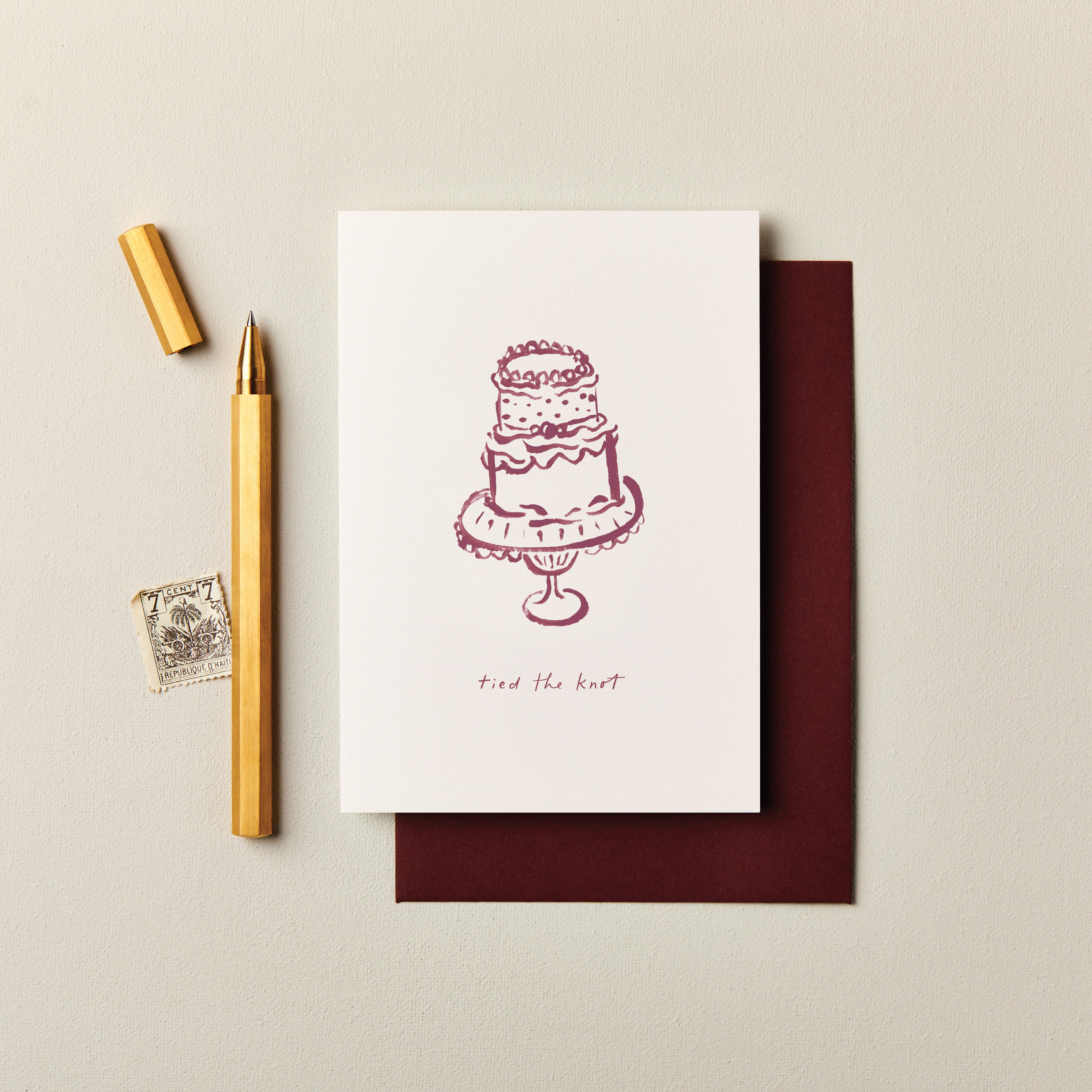 Tied the Knot Illustrated Wedding Card