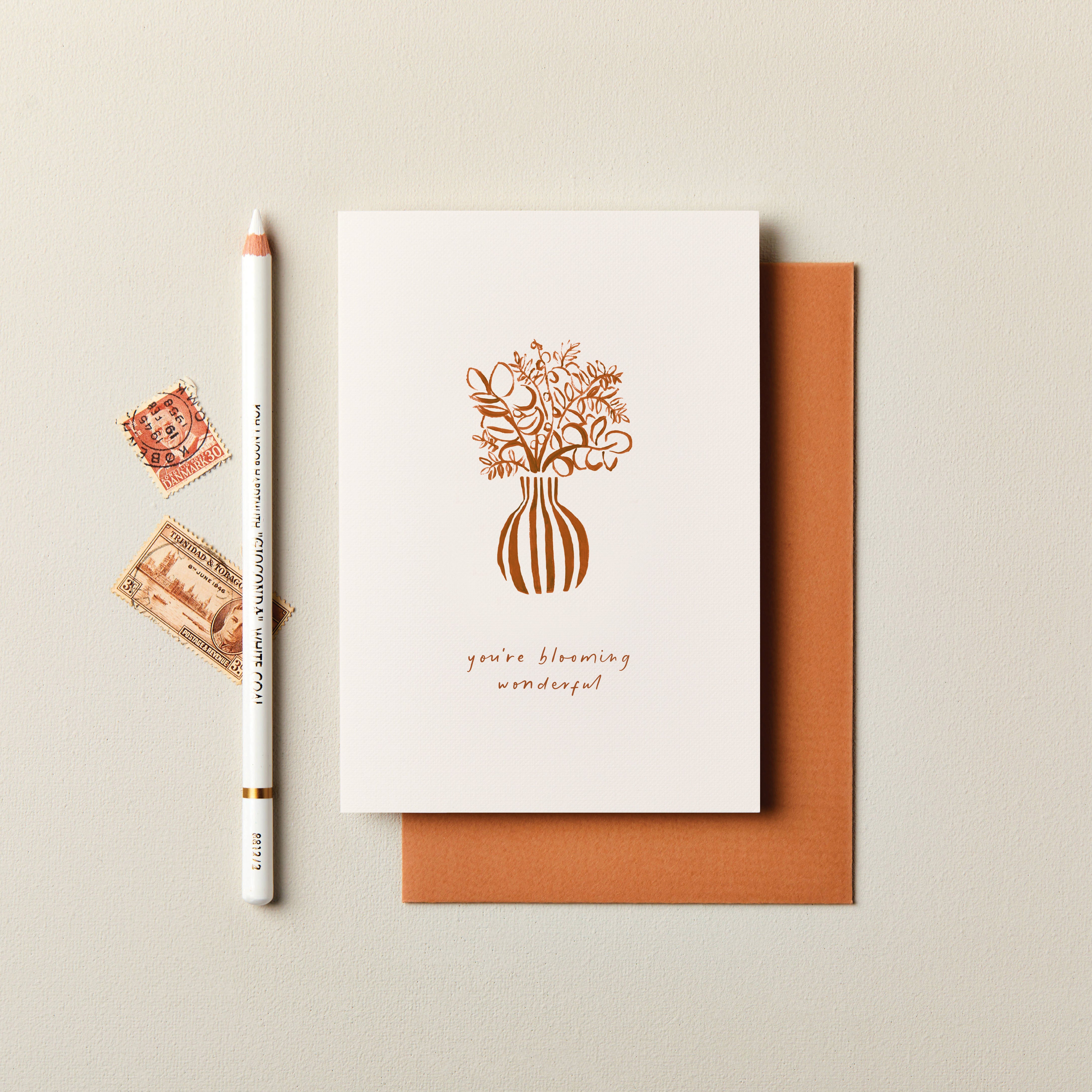 You're Blooming Wonderful Flower Vase Illustrated Birthday Card