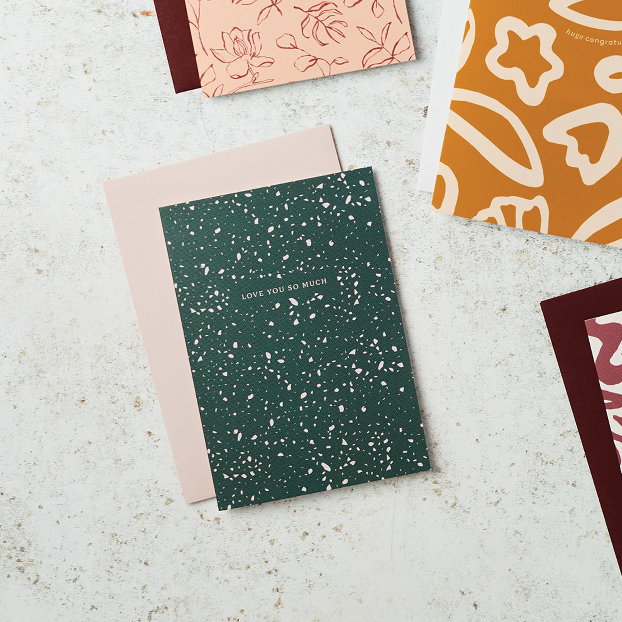 Love You So Much Green Terrazzo Card