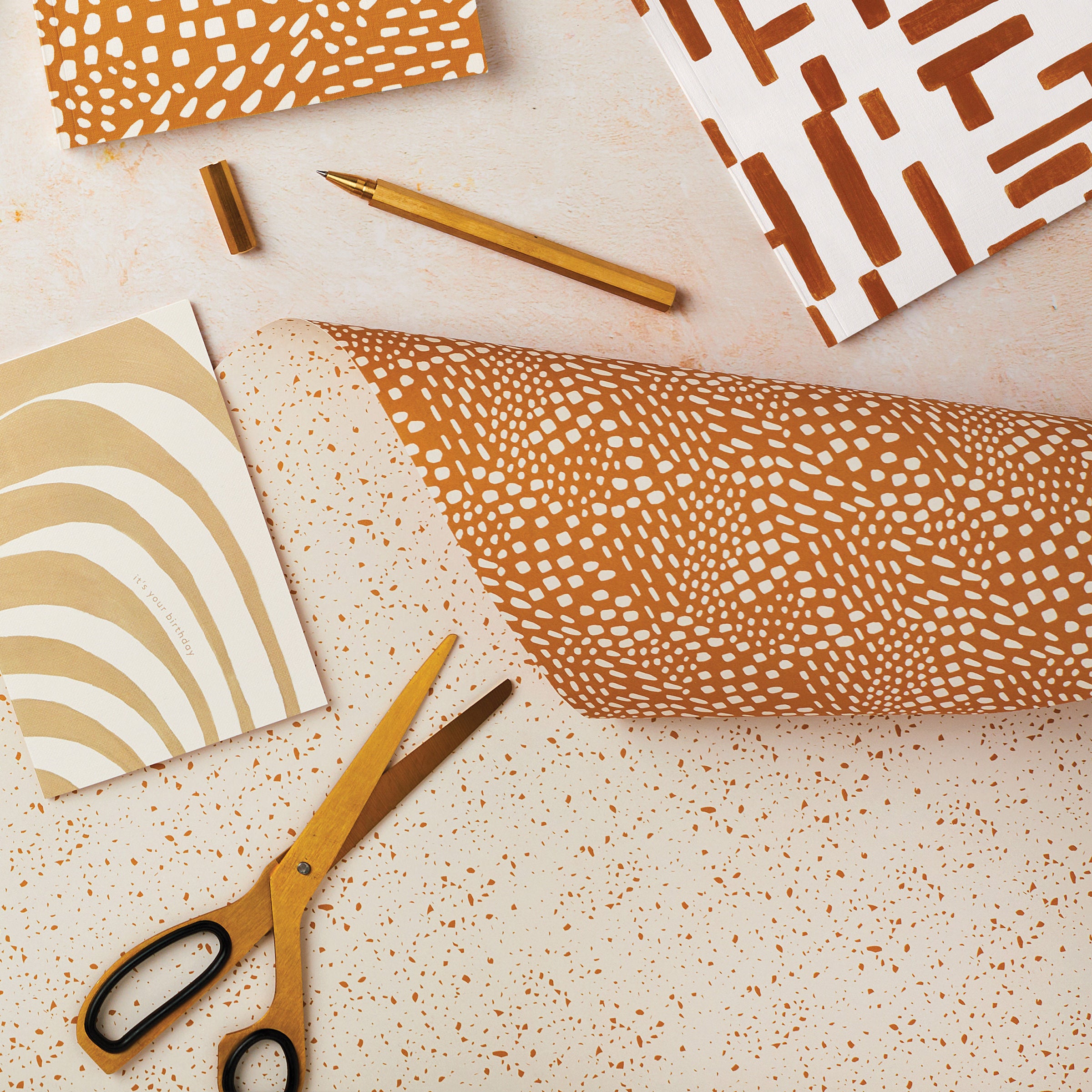 Let's Celebrate Abstract Pattern Mustard Card