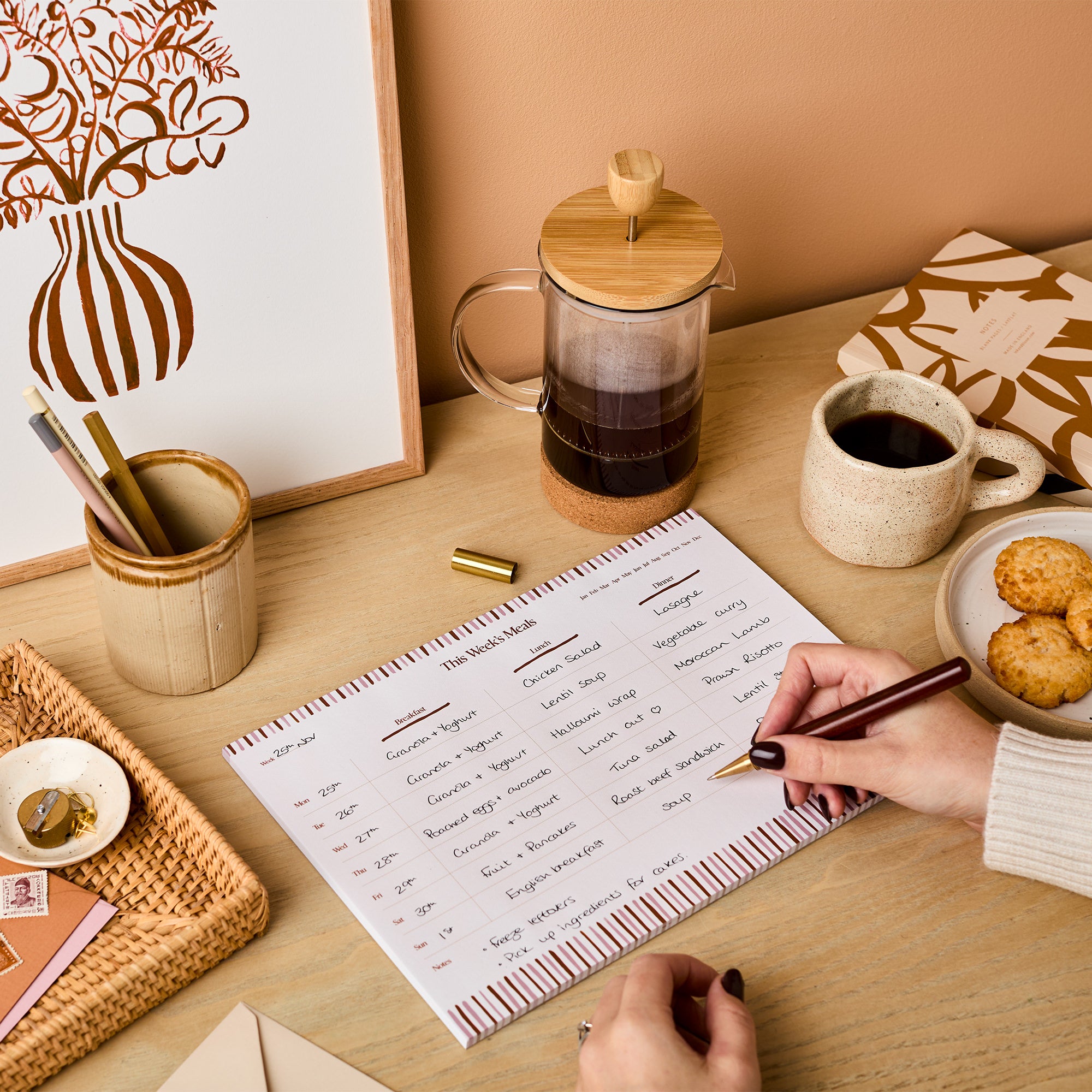 A4 Meal Planner Desk Pad in Stripes